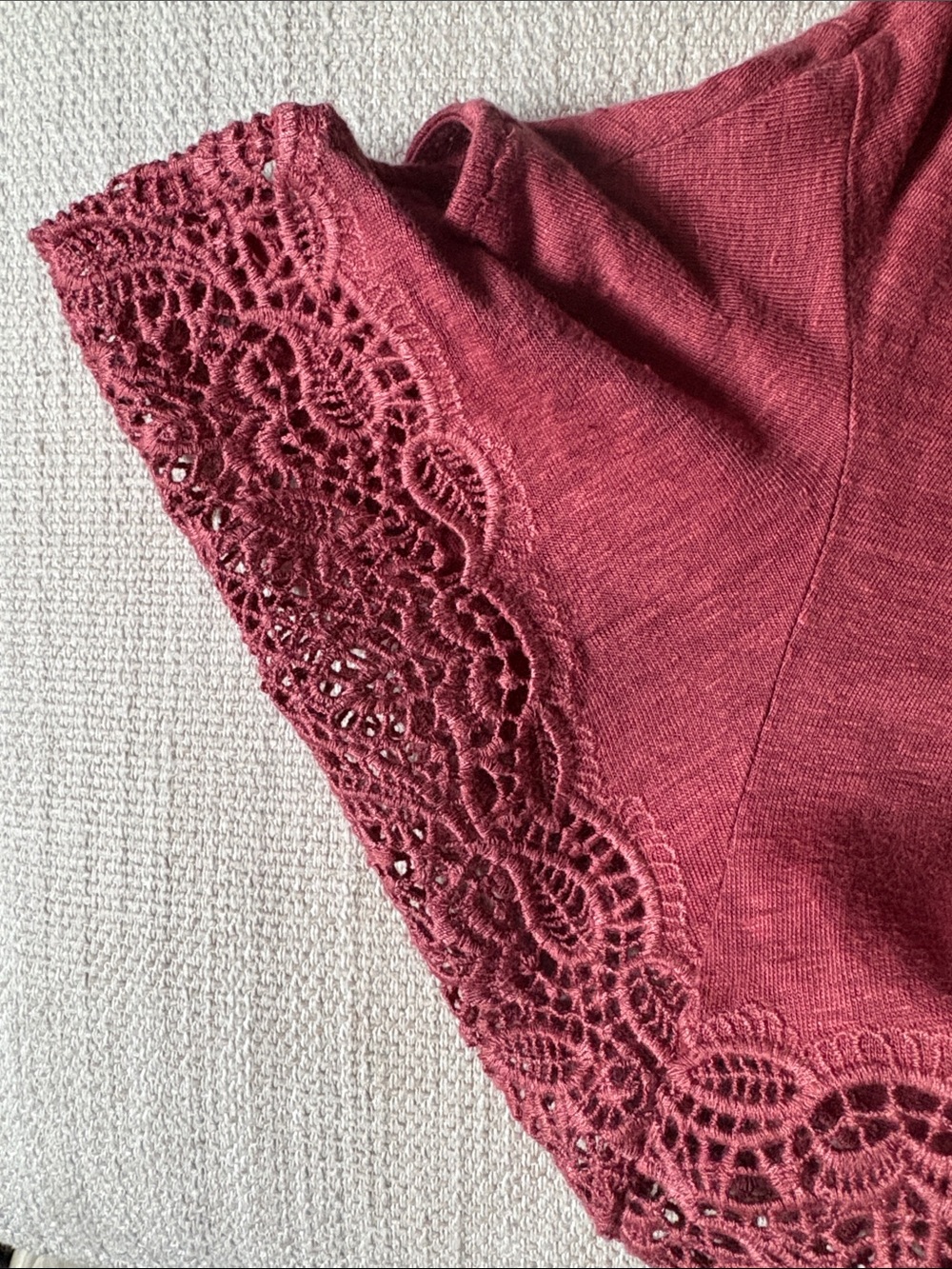 Sezane PINK Lace-Shoulder Button Front Top - Picture 5 of 5